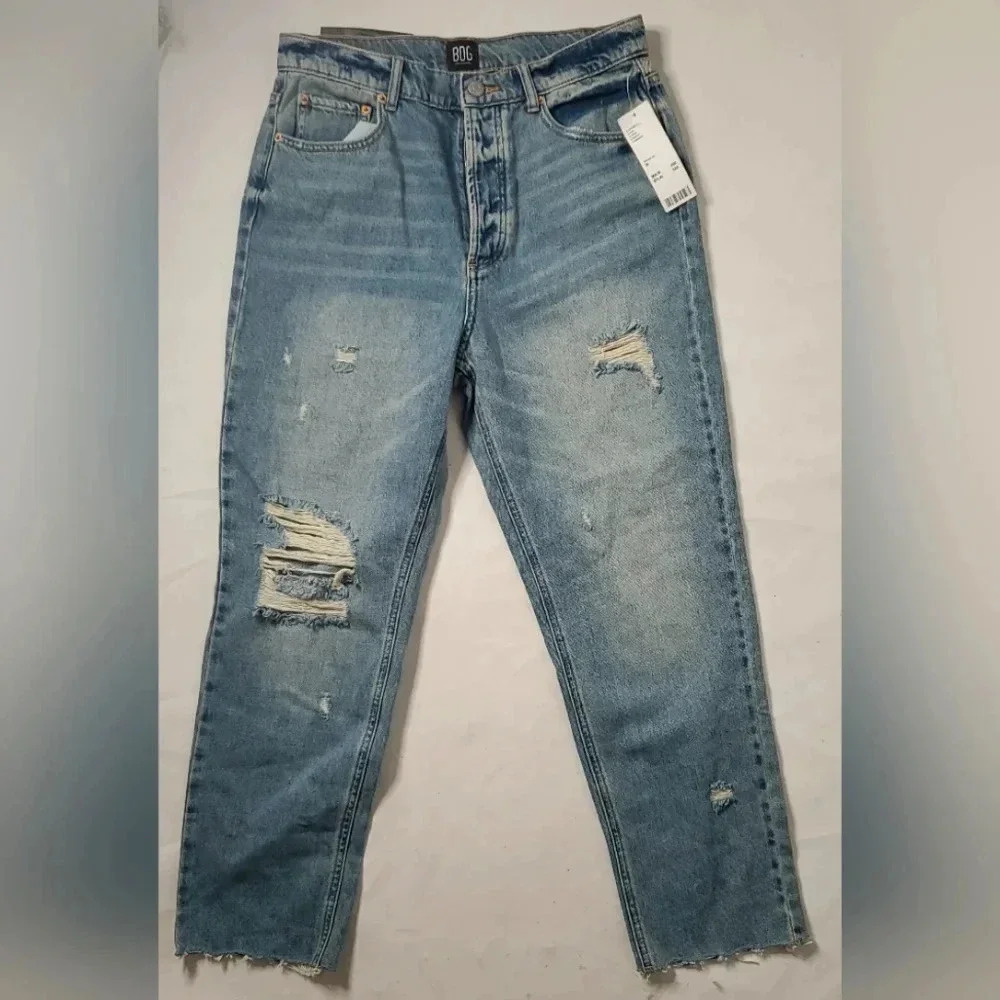 Nwt BDG Slim Straight Heathered 100% Cotton Blue Denim Jeans Sz 30 Raw H…